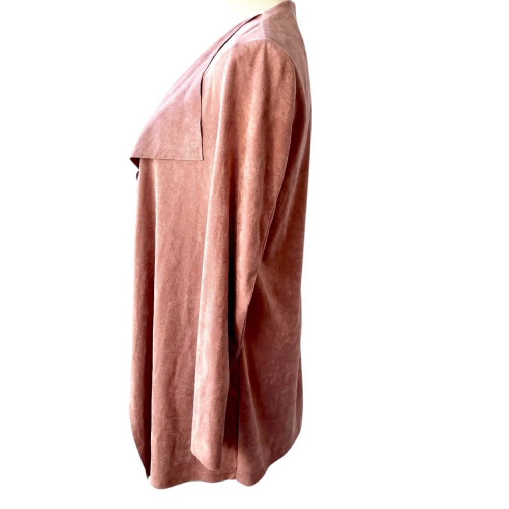 KUT From The Kloth Faux Suede Draped Waterfall Cardigan Dusty Rose Pink Soft XS - Picture 5 of 12